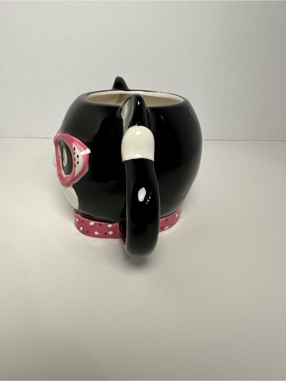 Whimsical Cat Mug with Pink Glasses and Bow - Picture 2 of 6